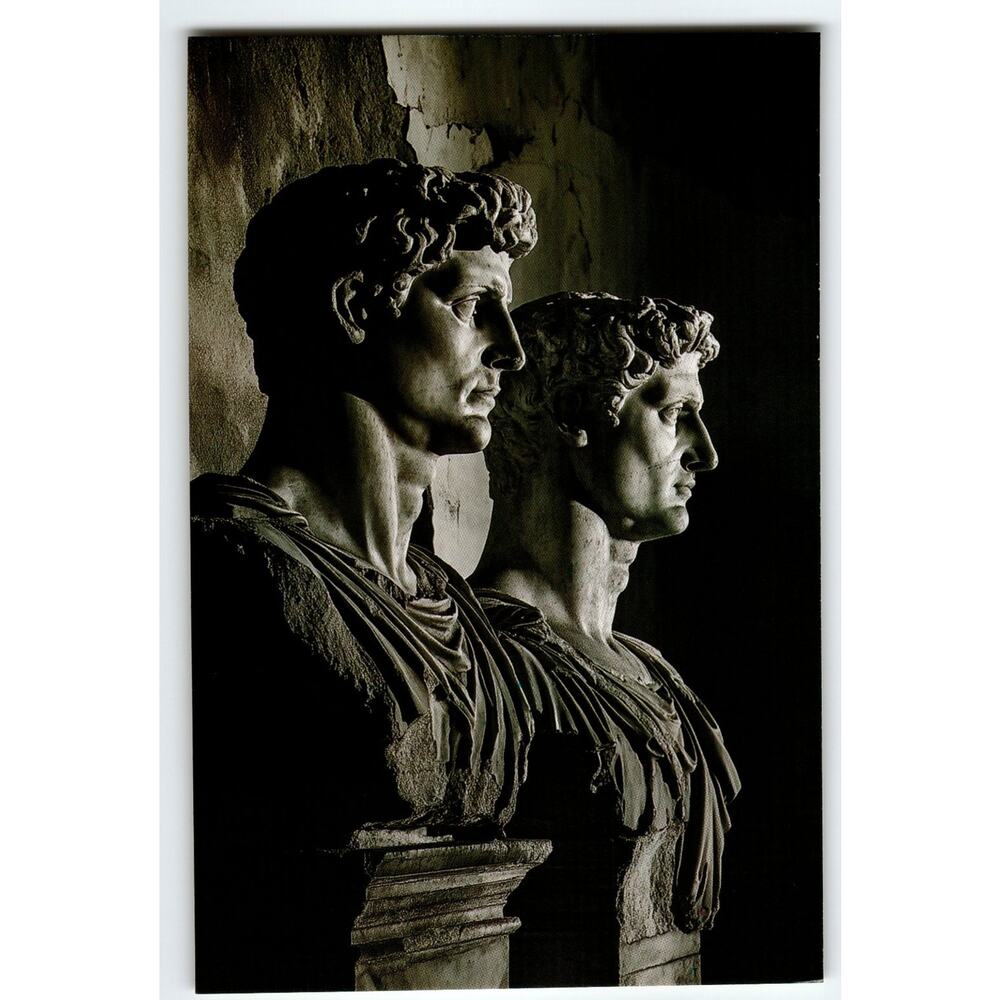 Photochrome Postcard of Classical Roman Busts Sculpture Art 5.5x4"